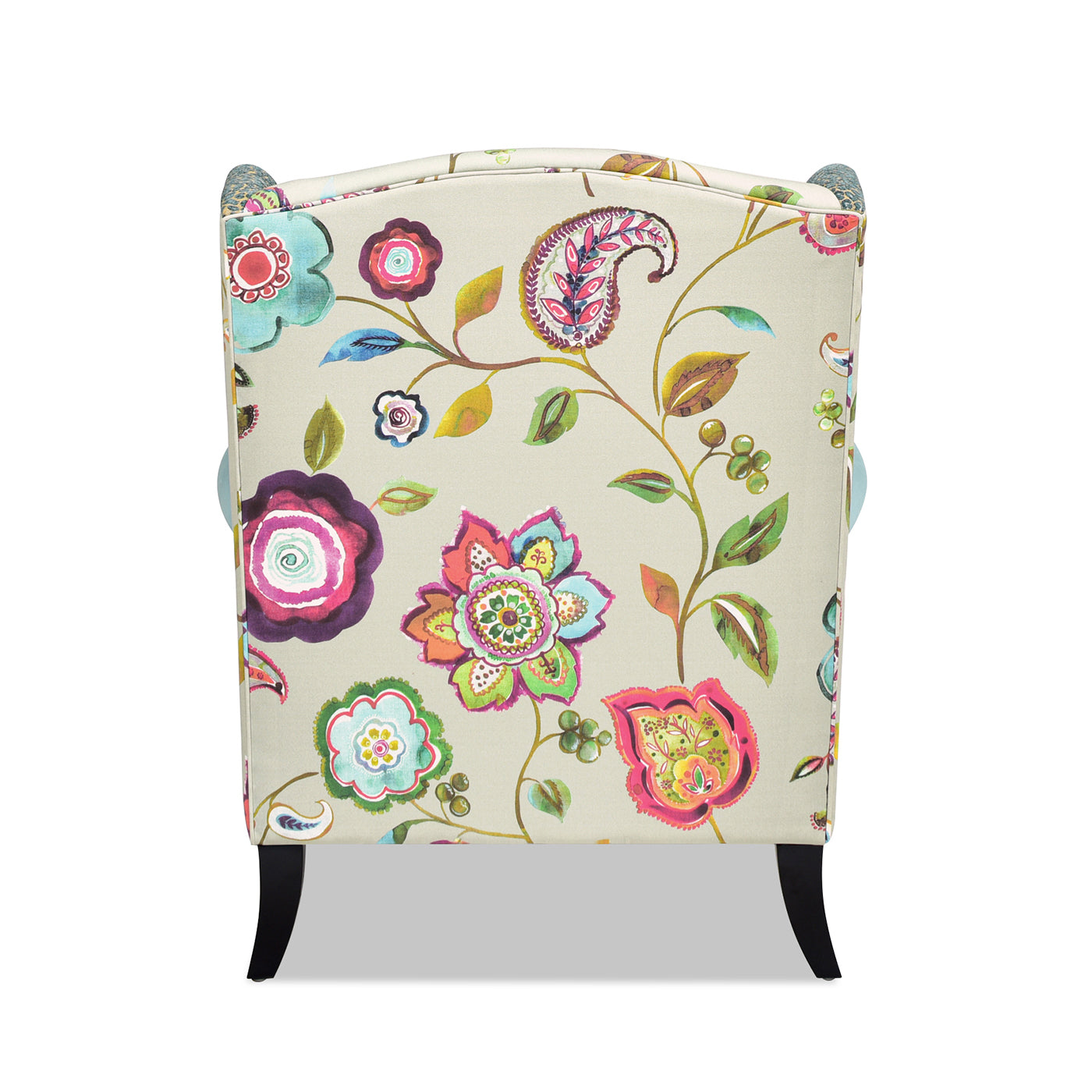 Anya Boho Chic Wingback Accent Arm Chair, Floral & Leopard, Arctic Blue & Lavender Purple Velvet Purple Multi Foam Fabric