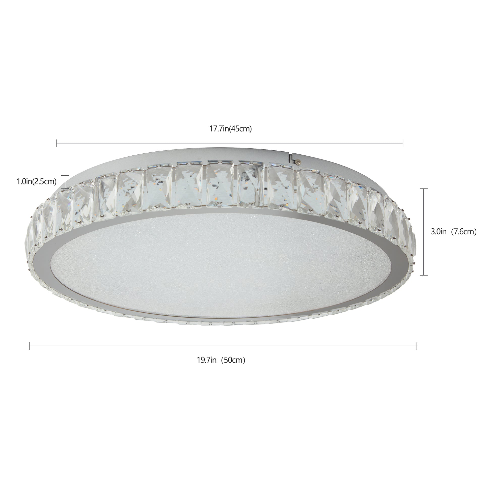 Crystal Led Ceiling Light, 19.7 Inch Flush Mount, 45W Dimmable Modern Fixture, Energy Saving, Perfect For Living Room, Bedroom, Kitchen Chrome Modern Crystal Iron