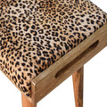 Solid Wood Leopard Velvet Tray Style Footstool Brown Oak Light Brown Velvet Velvet Primary Living Space Modern,Wild Style Mango Footstool Wood Solid Wood