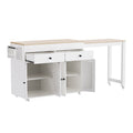 K&K 74.5 Inch Kitchen Island With Extendable Dining Tablerolling Kitchen Island On Wheels With Spice Rack And 2 Drawers, Kitchen Storage Cart With 4 Door Cabinet, For Kitchen, Dining Room, White Off