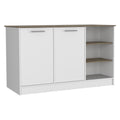 Ginger Kitchen Island, Three Open Shelves, Two Cabinets Multi Kitchen Modern Rectangular Stationary Kitchen Islands Particle Board Medium 40 55In