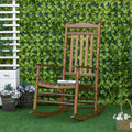 Outsunny Traditional Wooden High Back Rocking Chair For Porch, Indoor Outdoor, Brown Brown Wood