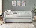 Luxurious 1Pc Modern Daybed Button Tufted Trim Bedroom Living Room Furniture Dove Gray Finish Gray Wood Modern Solid Wood