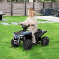 Qaba Kids Atv Quad, 6V Ride On Toy With 1.6Mph Max Speed, Rechargeable Battery, 4 Wheeler Battery Powered With Lights, Forward & Reverse For Toddlers, Black Black Polypropylene