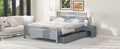 Queen Size Wooden Platform Bed With 2 Storage Drawers And 2 Bedside Tables, Gray Queen Gray Pine