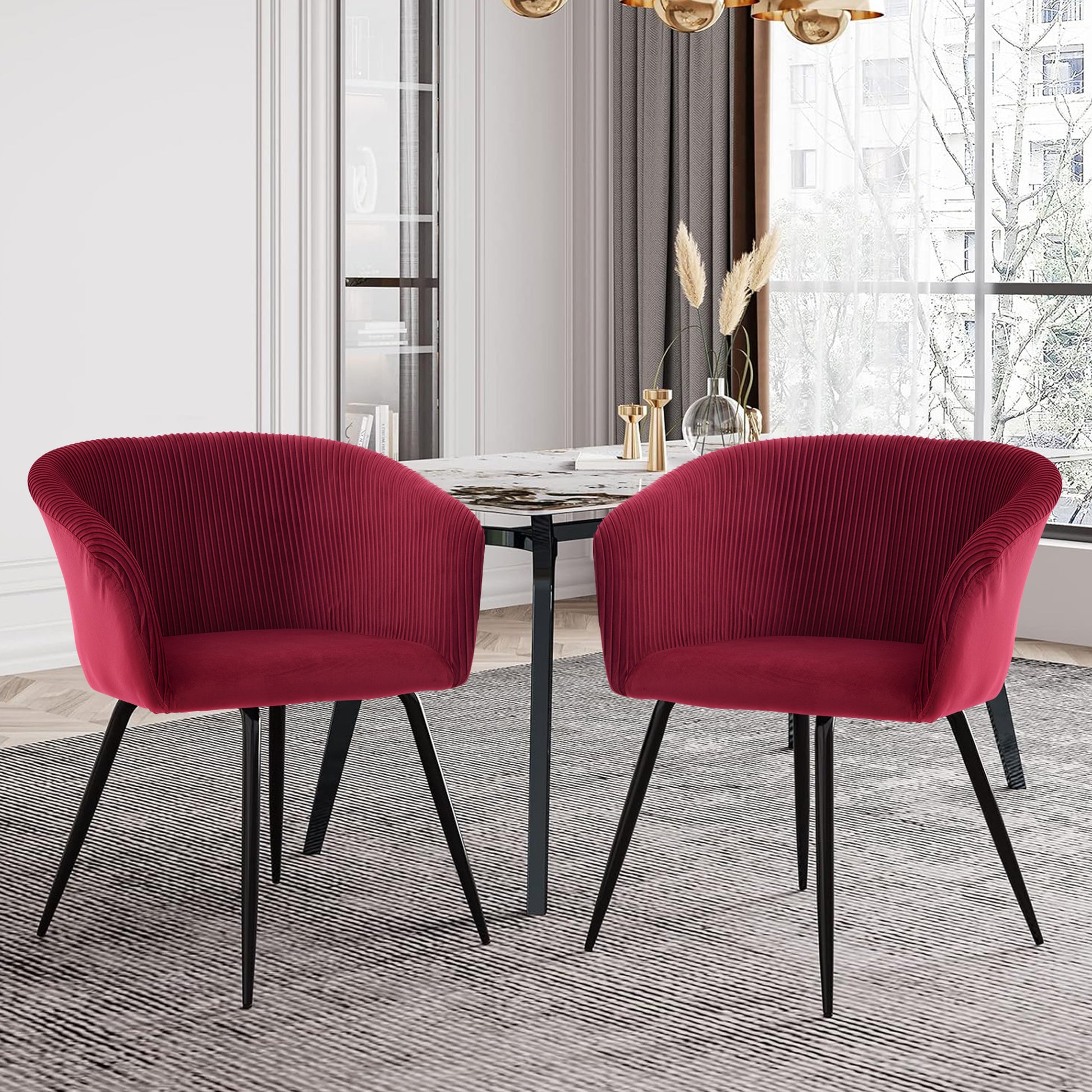 Ts Stripe Dinding Chair 1Pc Wine Red Wine Red Velvet