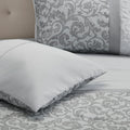 Embroidered 8 Piece Comforter Set Grey Queen Queen Grey Polyester