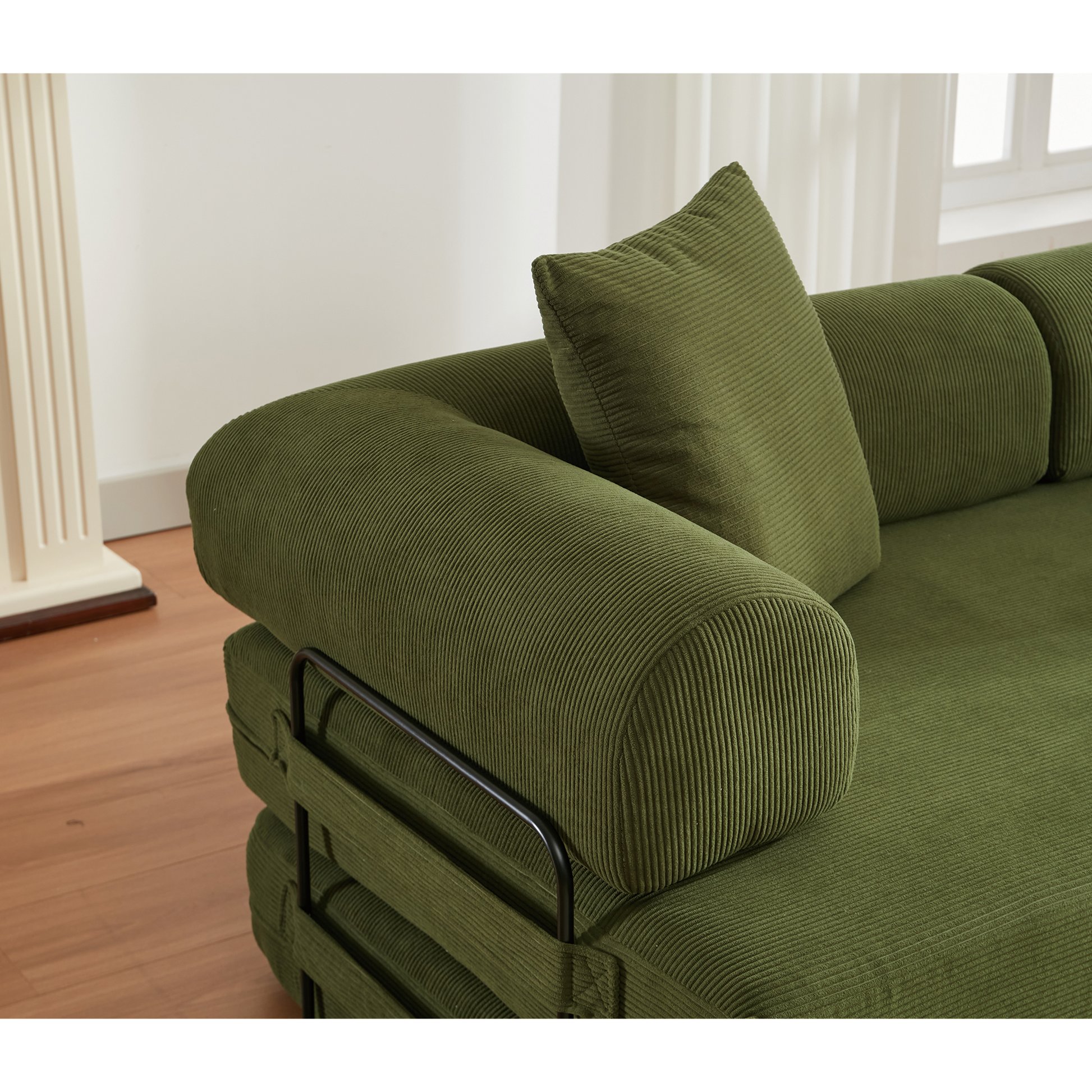 Arrived 78.5" Folding Convertible Out Sleeper Sofa Bed,4 In 1 Diy Combination Convertible Sofa, 3 Seat, Folding Sleeper Sofa, King Sizebedroom,Apartment,Corduroy,Green Green Polyester Primary Living