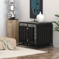 Heavy Duty Dog Crate Furniture Wooden Table Pet Dog Cage Kennel House Indoor Side End Table Decor With Removable Trays And Lockable Wheels For Medium And Large Dogs 40