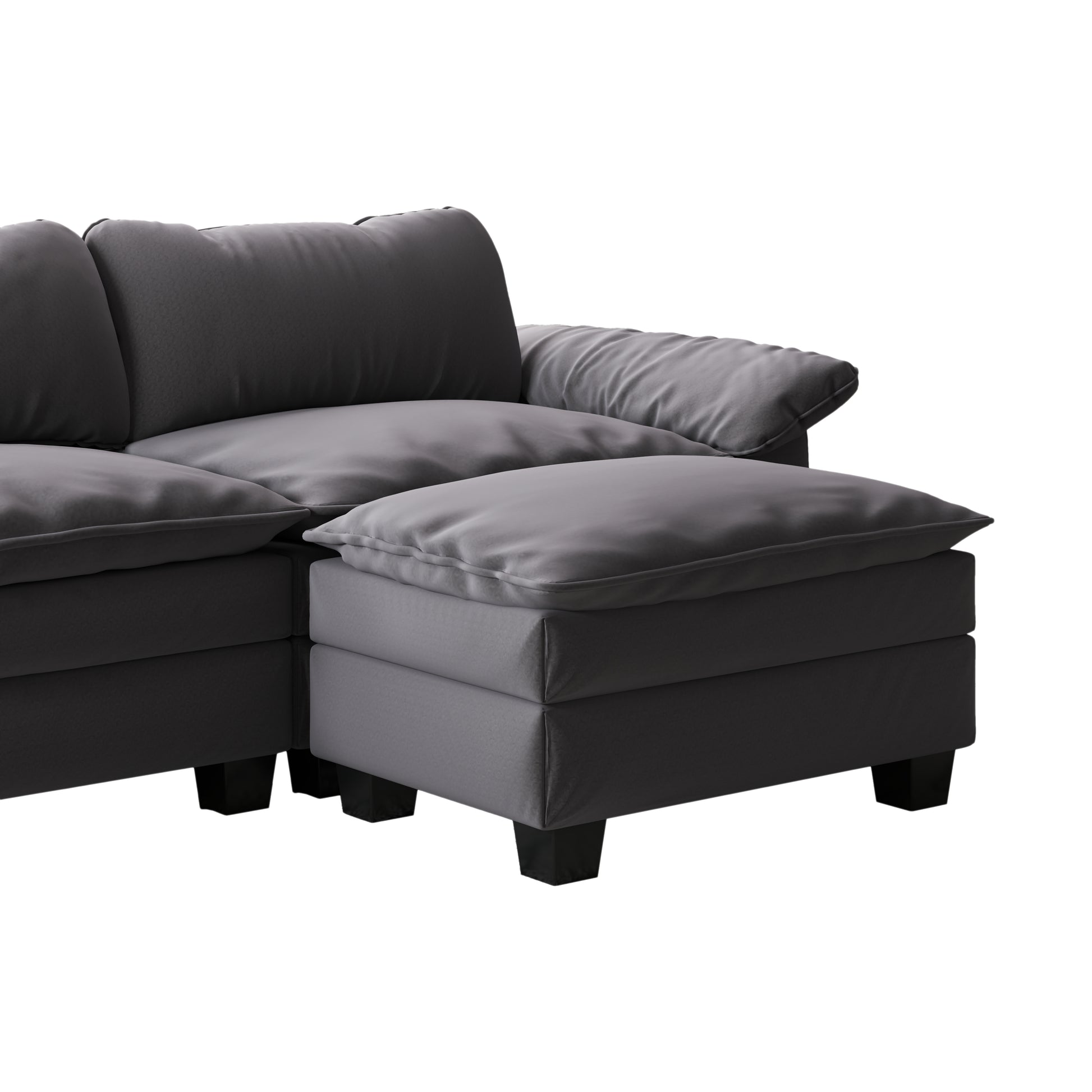 Living Room Furniture Luxury Sectional Sofa Couch With Ottoman Soft Velvet Upholstered Sofa Grey Grey Foam Velvet 3 Seat