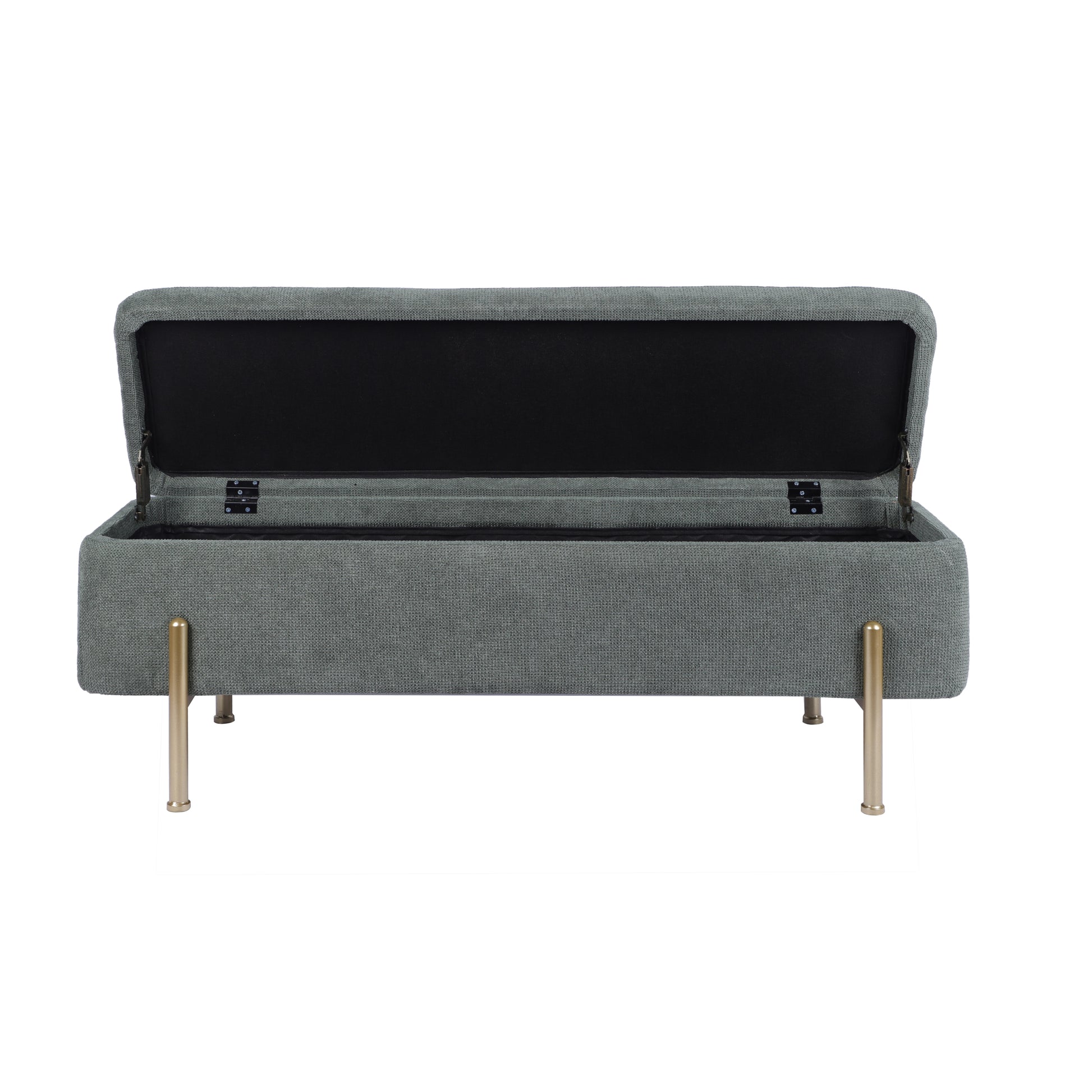 Upholstered Storage Bench Rectangular Ottoman Entryway Bench Storage Chest With Padded Seat Bed End Stool For Hallway Living Room Bedroom, Green Chenille Fabric Green Chenille Green Chenille