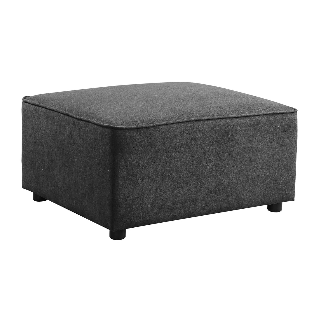 Grey Ottoman With Tight Seat Grey Wood Primary Living Space Solid Grey Pine Rectangle Wood Fabric