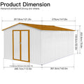 Metal Garden Sheds 10Ftx12Ft Outdoor White Yellow White Metal