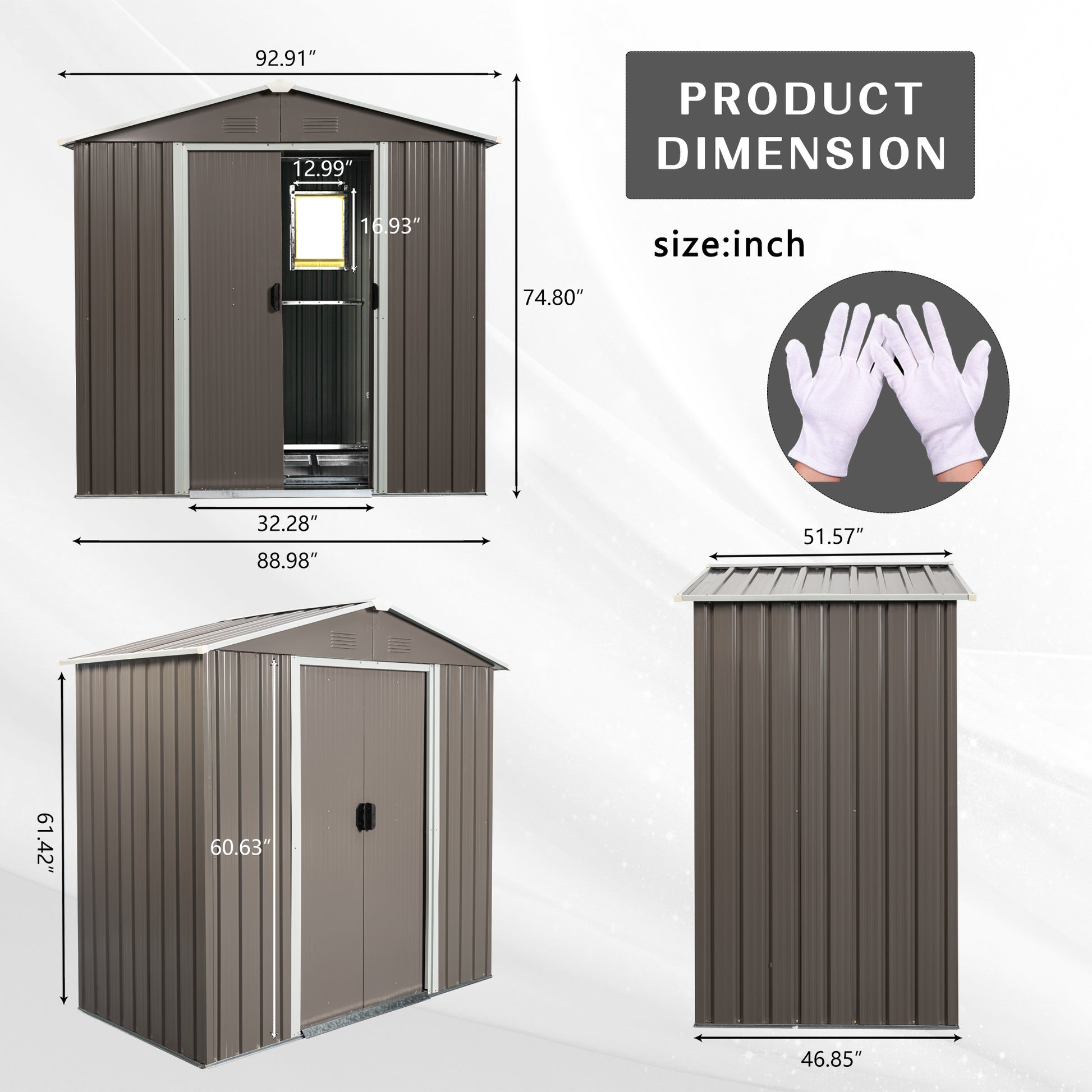 8Ft X 4Ft Outdoor Metal Storage Shed With Window Gray Iron