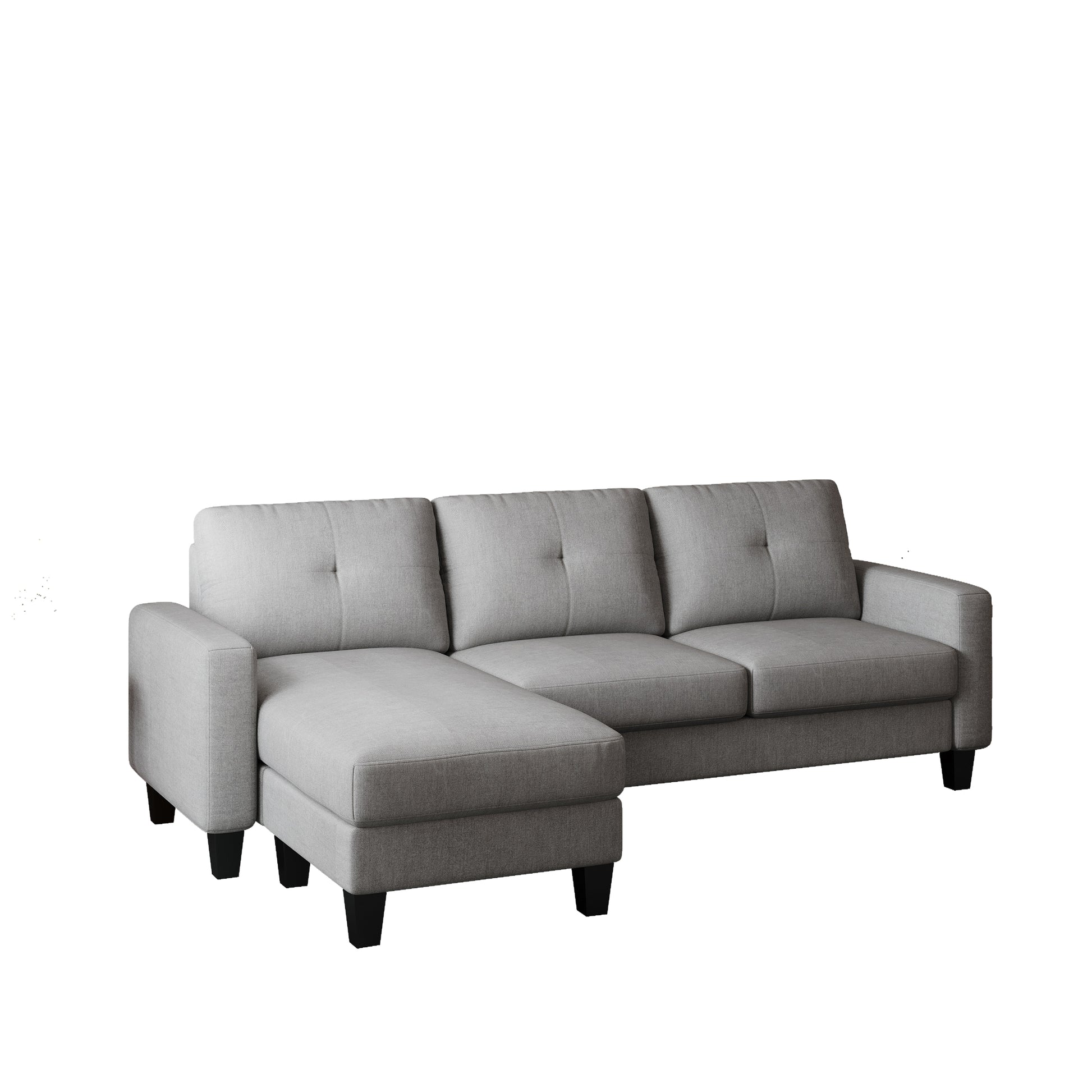 Living Room Furniture With Polyestr Fabric L Shape Couch Corner Sofa For Small Space Grey Grey Foam Polyester 3 Seat