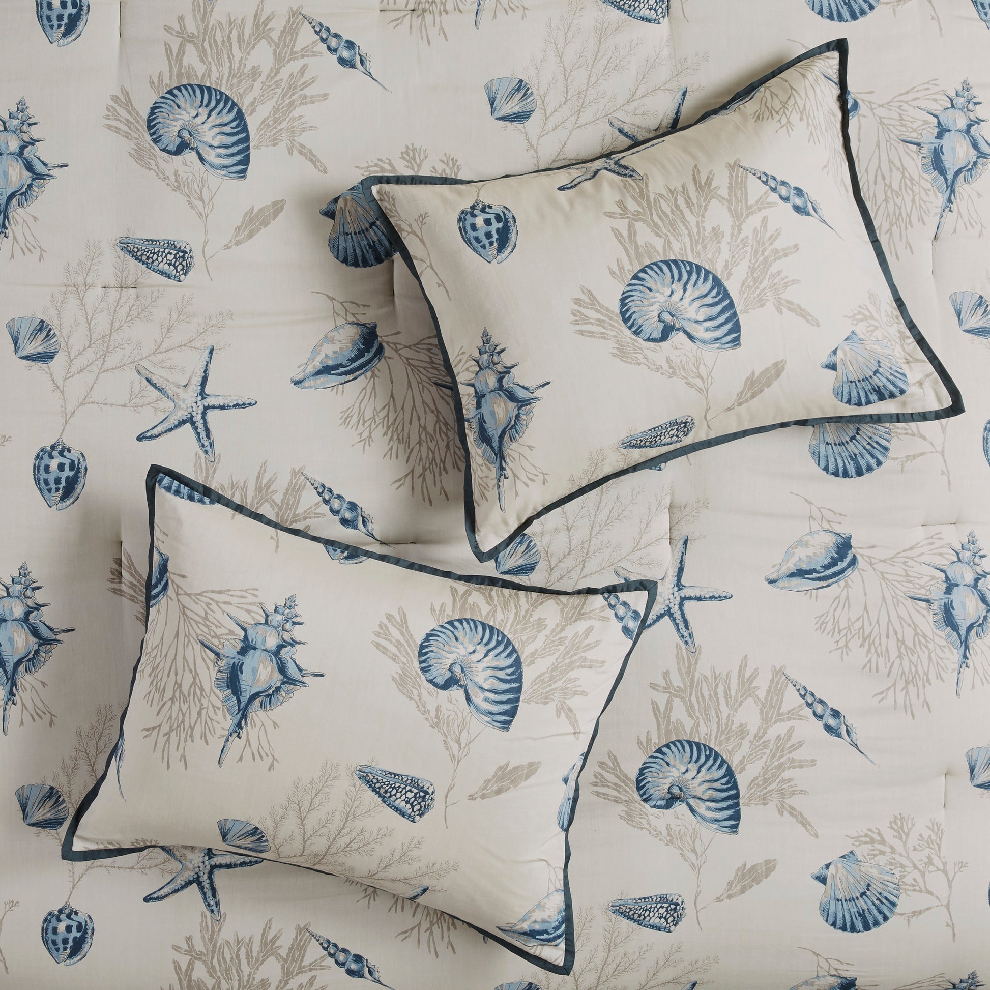 7 Piece Cotton Sateen Comforter Set Blue King King Blue Cotton