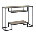 Rustic Oak And Black Console Table With 2 Shelves Rustic Primary Living Space Industrial Oak Shelves Rectangular Wood Metal Sled