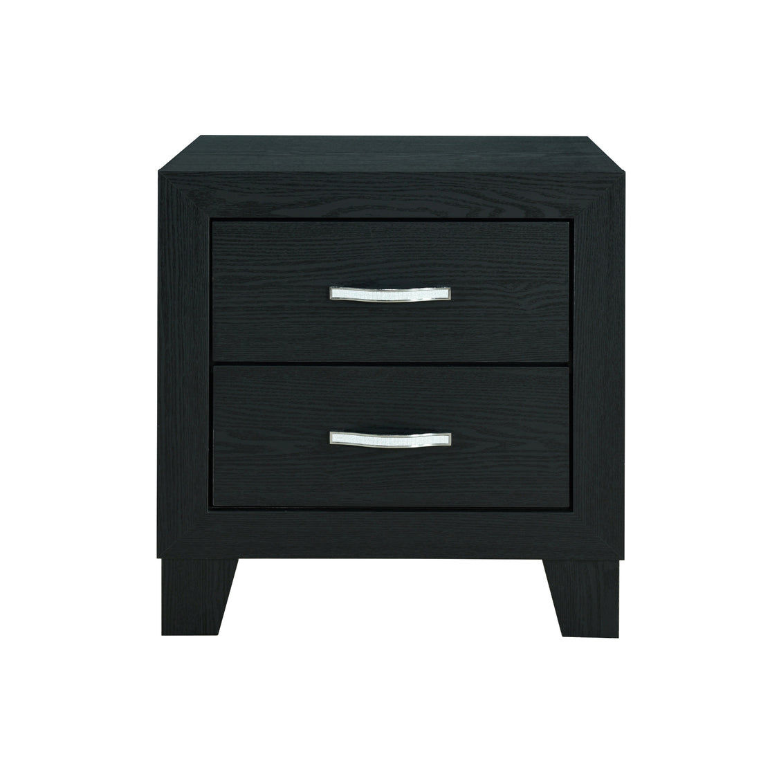 Carlos Black Nightstand Black Solid Wood Mdf