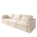 Modern Cotton Linen L Shape Sectional Sofa, Oversized Upholstery Sectional Sofa, Chaise Couch For Living Room Loft Apartment Office White 3 Seats Wood Primary Living Space Medium Duty Pine 3 Seat White Linen Medium Soft Cushion Back Minimalist,Modern