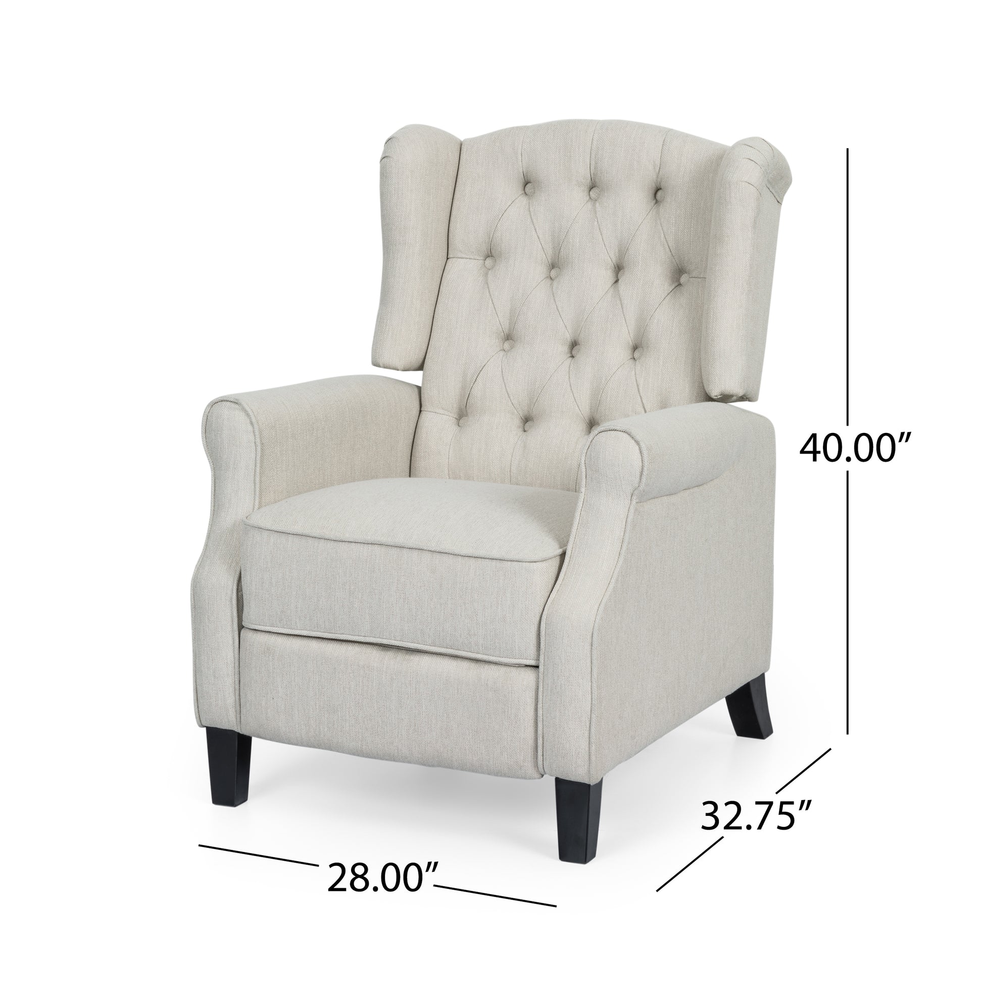 Push Back Recliner Beige Fabric