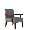 Fabric Accent Arm Chair Set Of 2 With Round Wood Table Grey Fabric