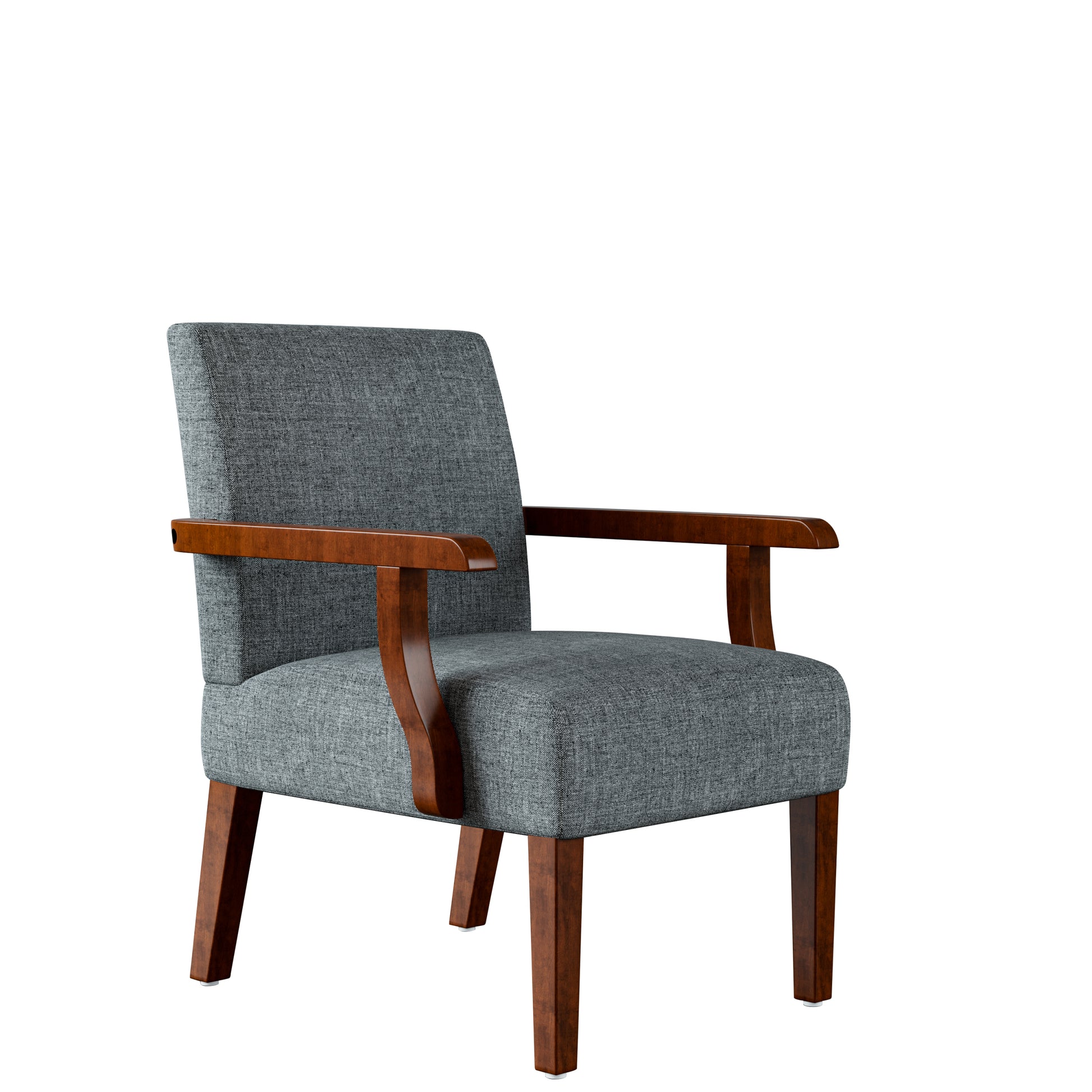 Fabric Accent Arm Chair Set Of 2 With Round Wood Table Grey Fabric