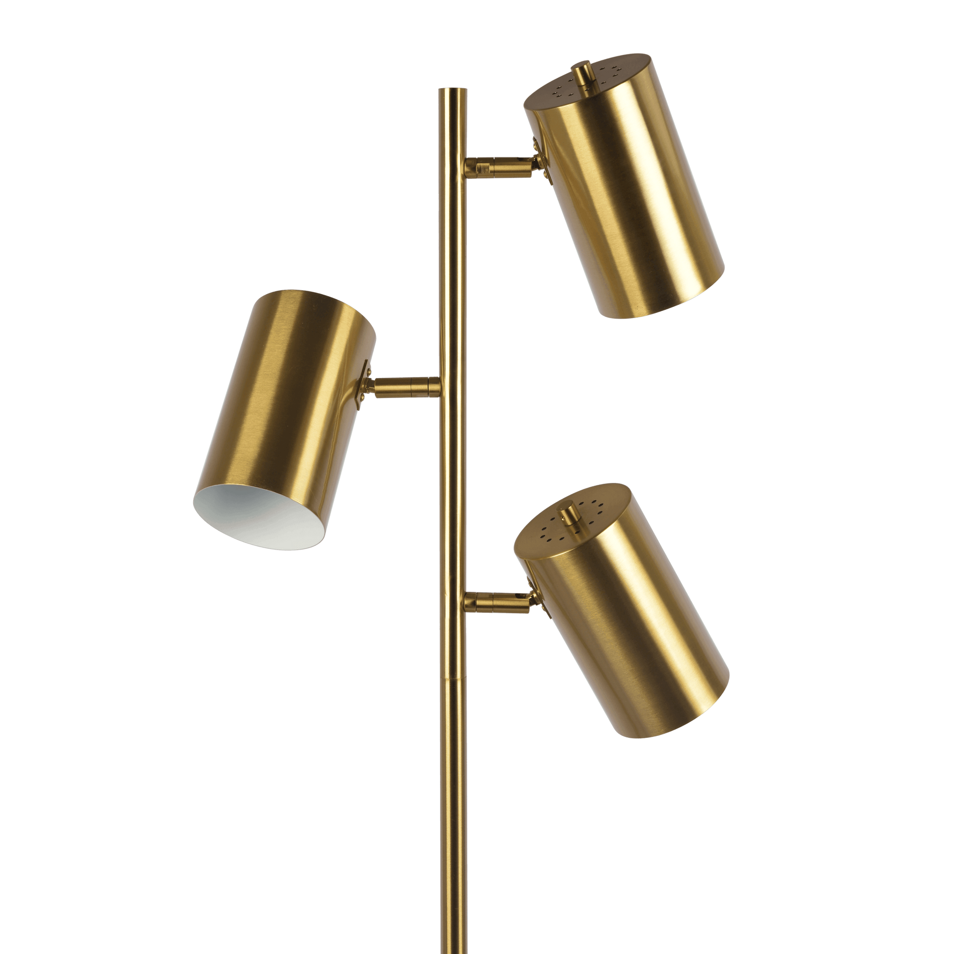 Harmony Brassed Gold Floor Lamp With Rotary Switch Triple Spots Metal Block Base Gold Table&Floor Lamps Brass,Metal