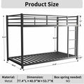 Metal Twin Over Full Bunk Bed Heavy Duty Sturdy Metal Noise Reduced Safety Guardrail No Box Spring Needed,Black Twin Black Metal Metal