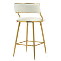 Set Of 2 26'' Counter Height Bar Stools Corduroy Kitchen Island Counter Bar Stool With Back,Golden Chromed Base And Footrest Beige Beige Kitchen Modern Foam Corduroy