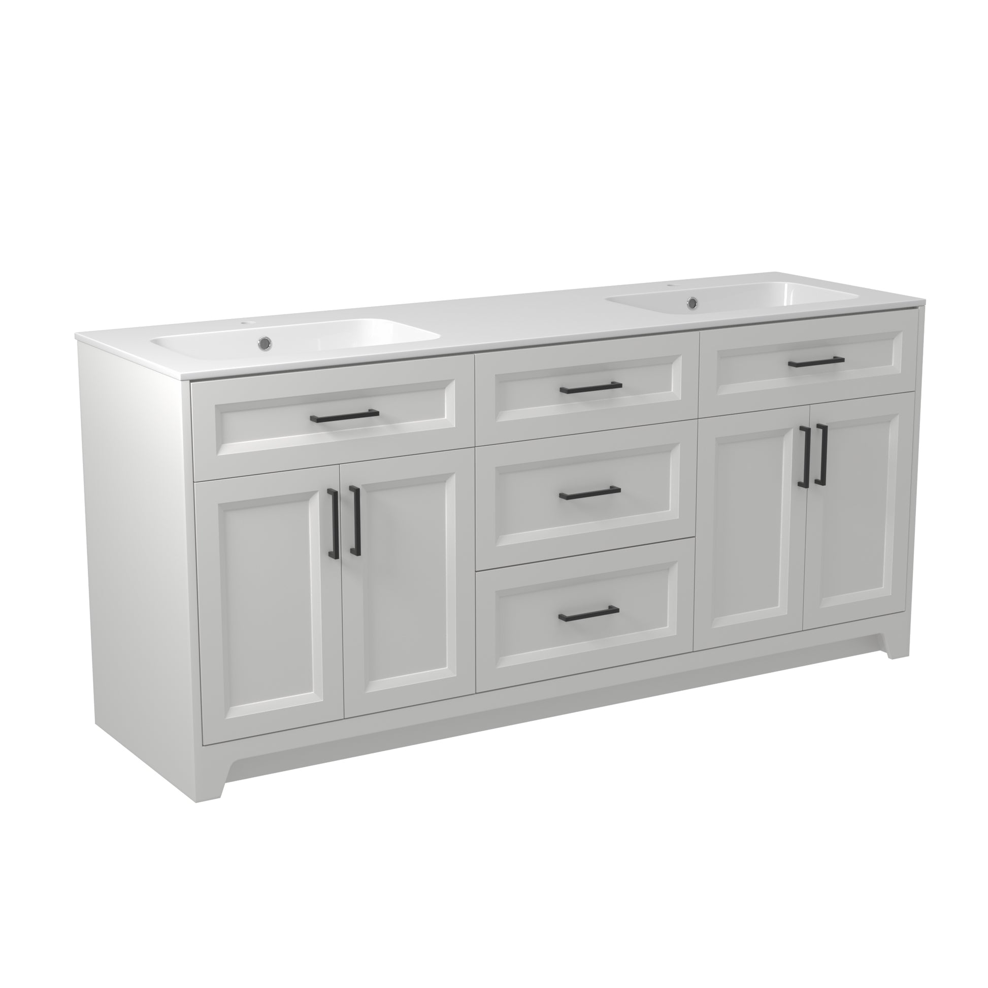 Solid Wood 72 Inch Bathroom Vanity With Double Sink Combo, Modern Vanity Cabinet With 4 Soft Closing Doors & 3 Full Extension Dovetail Drawers White 3 White 4 4 48 In & Above 32 To 35 In Soft Close Doors Bathroom Freestanding Luxury,Modern 20 25 Inches