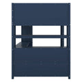 Wood Loft Bed With Cabinet And Bookshelf, Full Size Loft With Wardrobe And Desk For Kids,Dark Blue Expect Arrival Date 2024 8 25 Full Dark Blue Pine