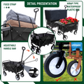 Minimeetall Multi Use Bag,Collapsible Foldable Wagon Cart Beach Wagon Heavy Duty Utility Cart Utility Wagon Grocery Cart For For Camping 3Pcs Plastic Liner Bag Coverblack Black Steel