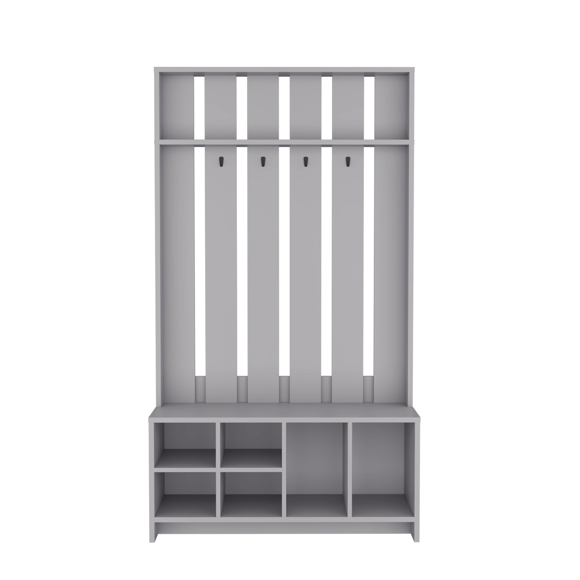 Tulcan 38" Wide Hall Tree With Bench And Shoe Storage, Entryway Bench With Coat Rack Smoke Grey Particle Board
