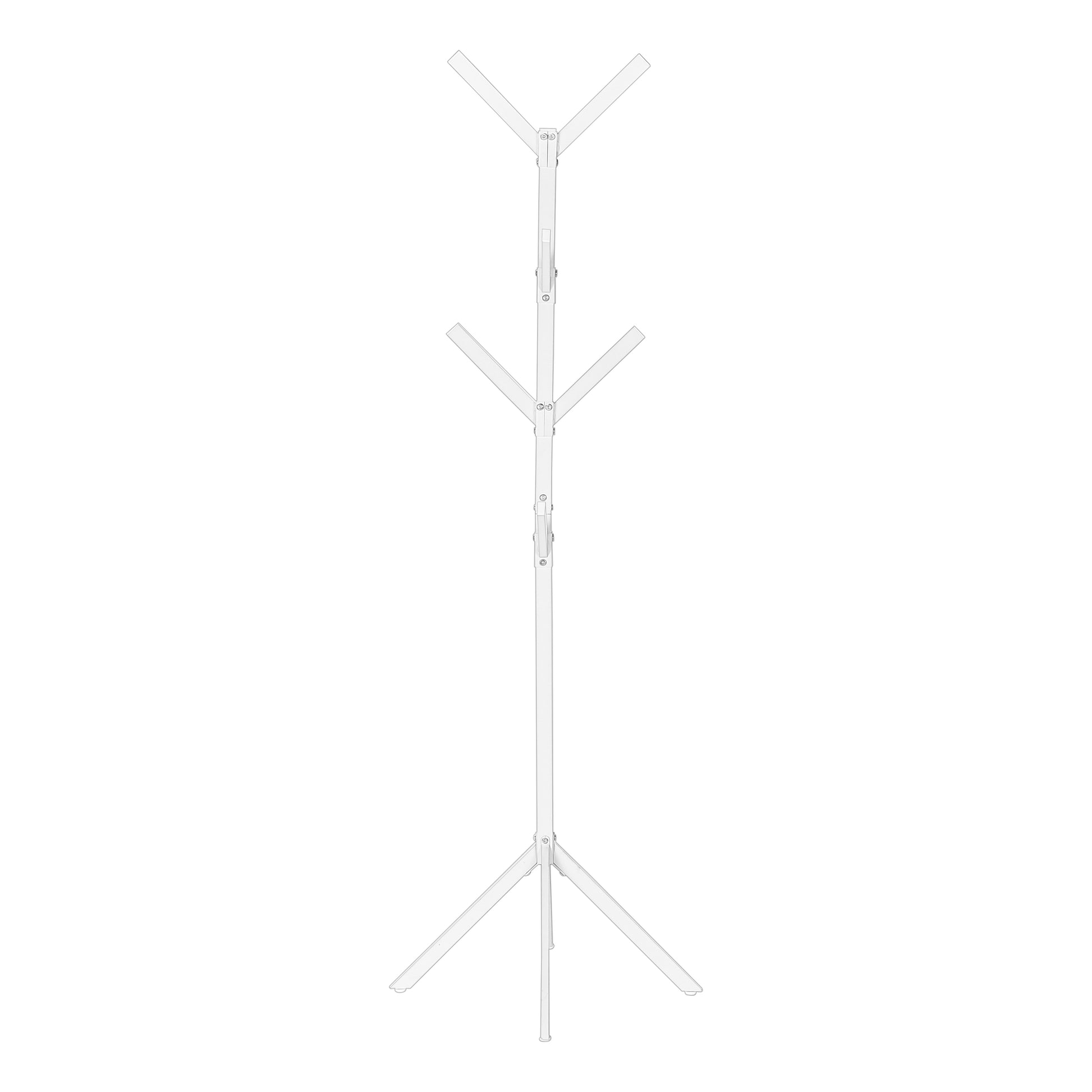 Coat Rack, Hall Tree, Free Standing, 8 Hooks, Entryway, 70"H, Bedroom, White Metal, Contemporary, Modern White Metal