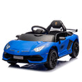 12V Kids Ride On Car W Parents Remote Control,Licensed Lamborghini Aventador Xago,Hydraulic Pressure Door,Slow Start,Early Education,Bluetooth,Adjustable Volume,Mp3,Usb,Led Lights For Kids Aged 3 8. Blue 50 99 Lbs Polypropylene