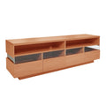 Modern Tv With 4 Drawers& 2 Open Cabinets, Media Console Table For Tvs Up To 75'', Entertainment Center With Acrylic Transparent Storage Space For Living Room, Bedroom, Home Theatre Wood Red Primary Living Space 70 Inches 60 69 Inches 70 Inches Particle