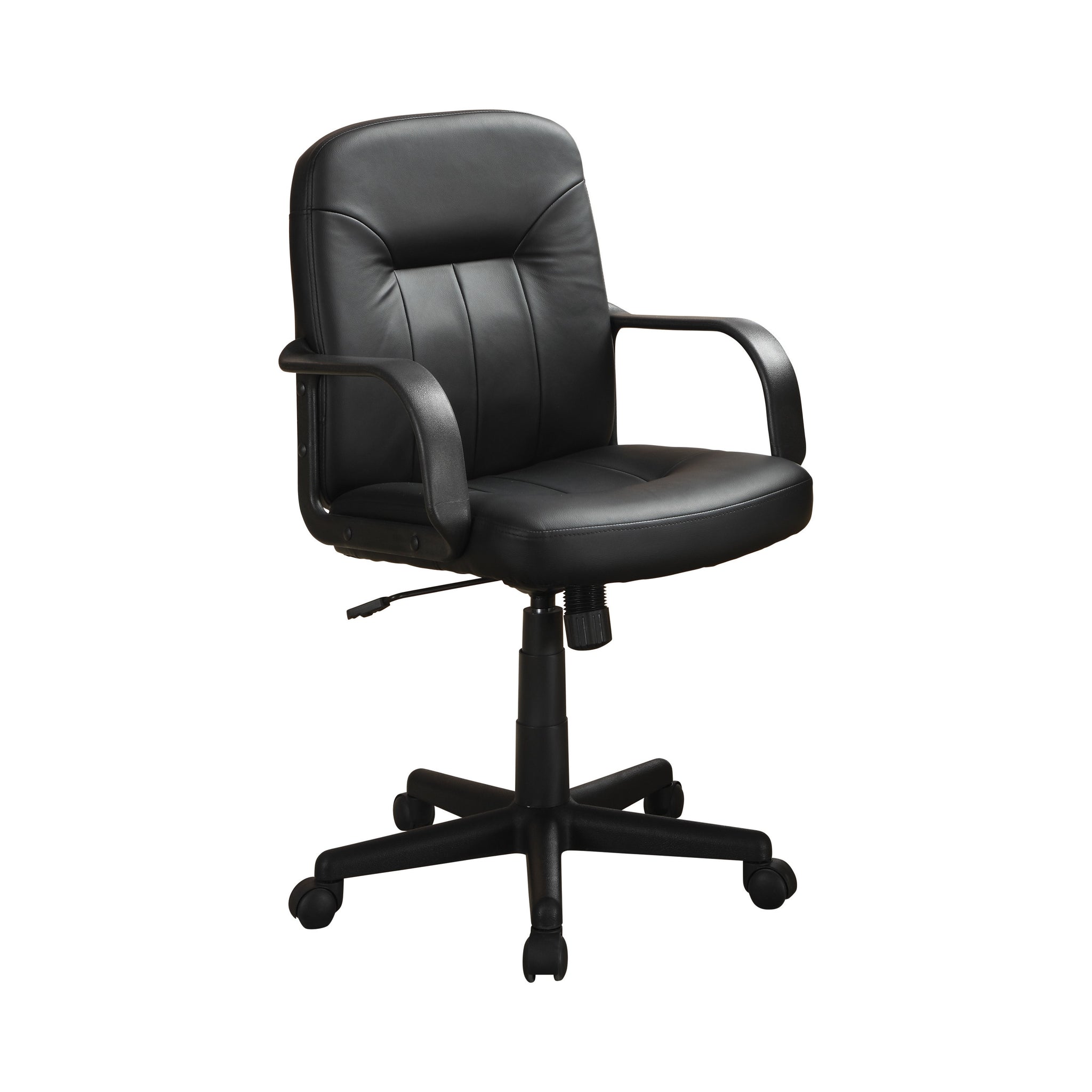 Medium Back Office Leather Chair, Black Black Polyurethane