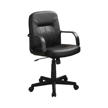 Medium Back Office Leather Chair, Black Black Polyurethane