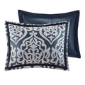 8 Piece Jacquard Comforter Set Navy Silver Cal King California King Navy Silver Polyester