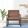 Modern Design High Quality Pu Brown Steel Armchair For Kitchen, Dining, Bedroom, Living Room Brown Upholstered Leather