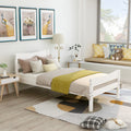 Twin Size Wood Platform Bed With Headboard And Wooden Slat Support White White Solid Wood