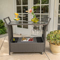 Pe Kd Bar Cart Grey Rattan Glass