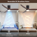 Ceiling Fan With Light, 52 Inch Flush Mount Ceiling Fan, Reversible Blades, 3Cct Low Profile Ceiling Fan With Remote For Bedroom Living Room Walnut Modern Wood