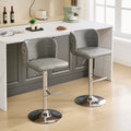 Swivel Barstools Adjusatble Seat Height With Chrome Base, Modern Pu Upholstered Bar Stools With The Whole Back Tufted, For Home Pub And Kitchen Island,Gray, Set Of 2 Gray American Design Bar Stools Set Of 2 Foam Pu Leather