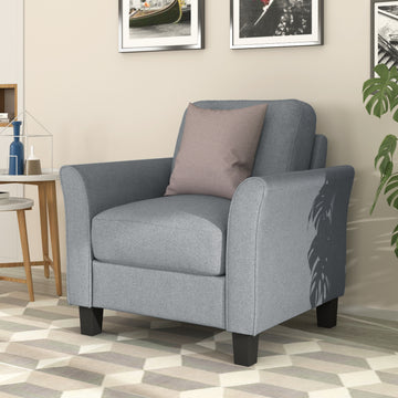 Living Room Furniture Armrest Single Sofa Gray Gray Fabric