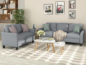 Living Room Furniture Loveseat Sofa And 3 Seat Sofa Gray Gray Fabric