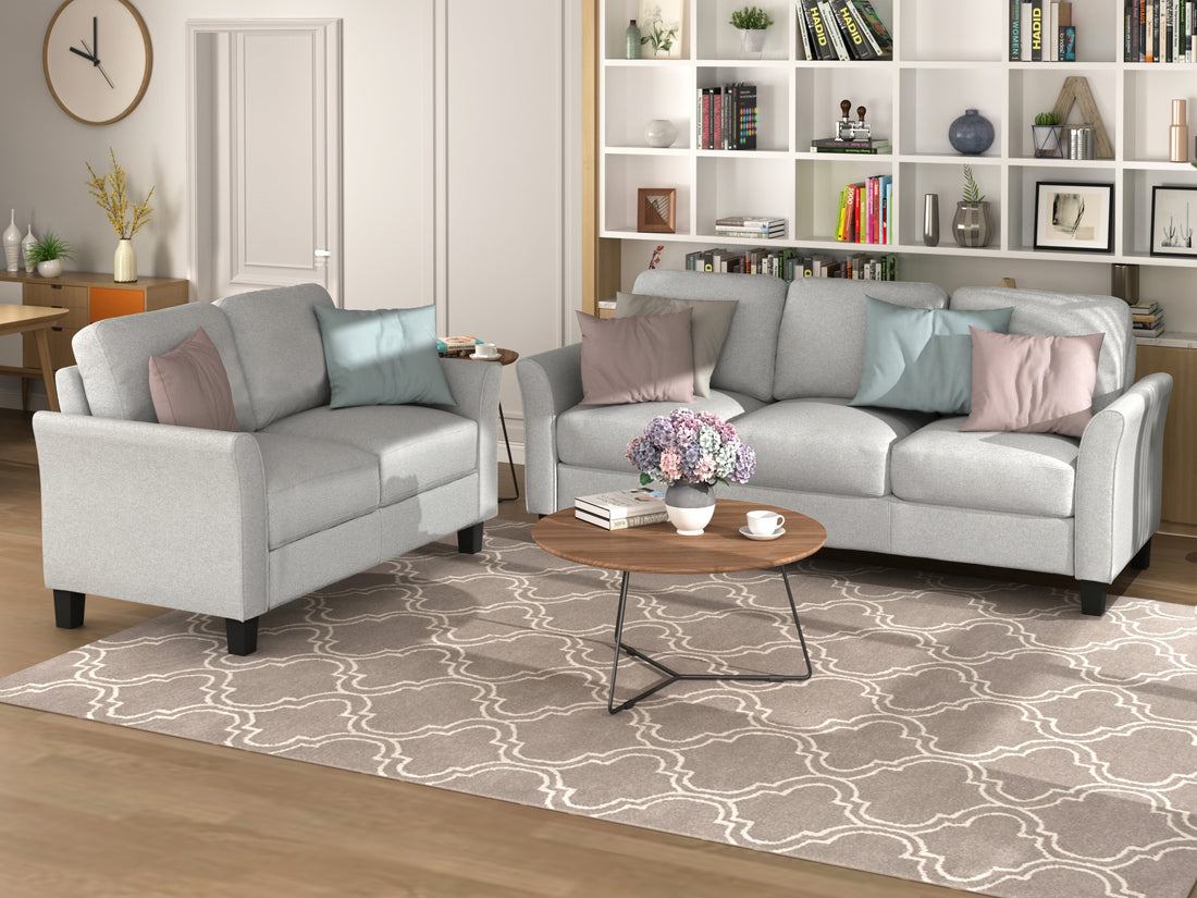 Living Room Furniture Loveseat Sofa And 3 Seat Sofa Light Gray Gray Upholstered