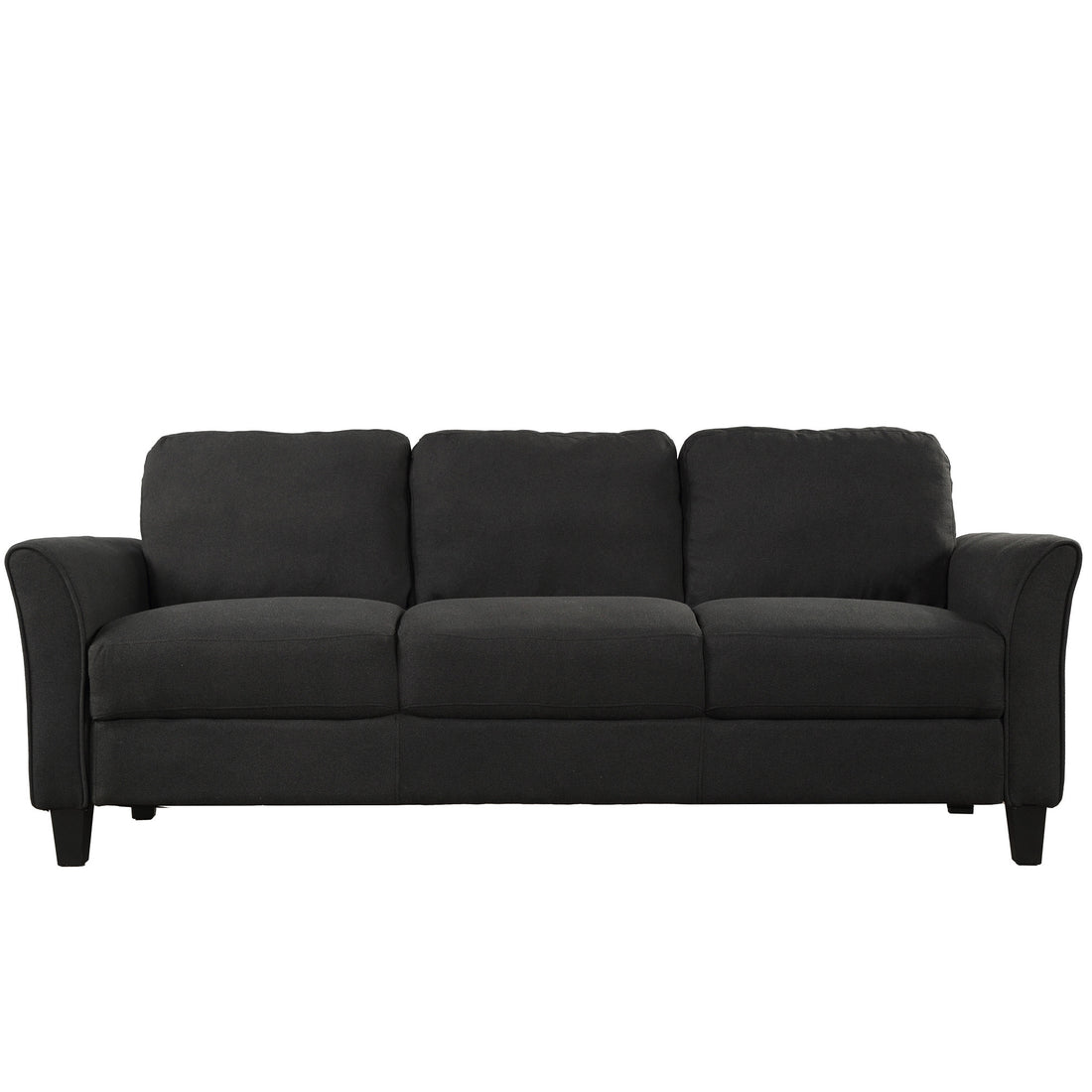 Polyester Blend 3 Pieces Sofa Set Black Polyester 6 Seat