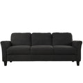 Polyester Blend 3 Pieces Sofa Set Black Polyester 6 Seat