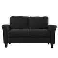 Polyester Blend 3 Pieces Sofa Set Black Polyester 6 Seat